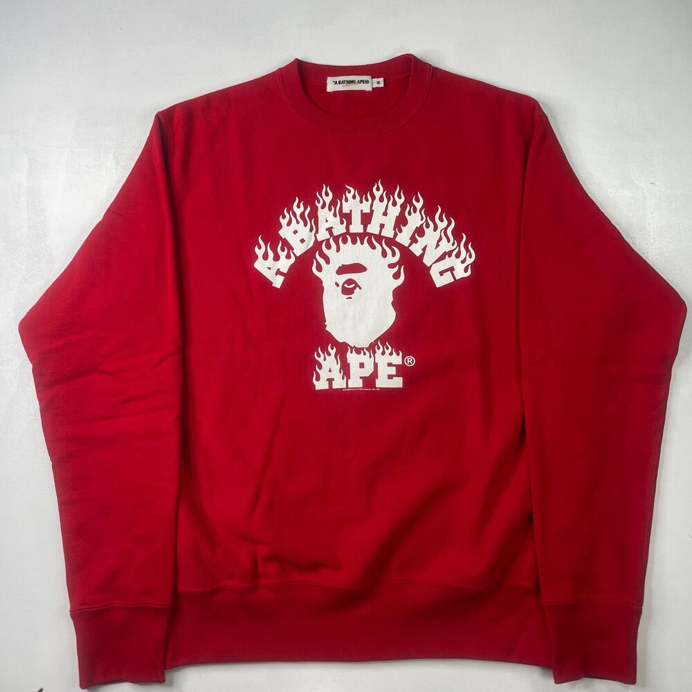 BAPE 2009 Flames College Logo Crewneck Size M